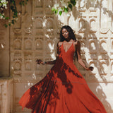 Shakti Dress • Red Boho Jingle Bells Dress • Sexy Open Neckline Dress - AYA SW IDR