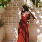 Shakti Dress • Red Boho Jingle Bells Dress • Sexy Open Neckline Dress - AYA SW IDR