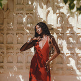 Shakti Dress • Red Boho Jingle Bells Dress • Sexy Open Neckline Dress - AYA SW IDR