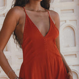 Shakti Dress • Red Boho Jingle Bells Dress • Sexy Open Neckline Dress - AYA SW IDR