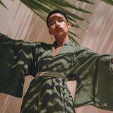 Short Linen Kimono Wrap with Belt • Bohemian Kimono Jacket For Women - AYA SW IDR