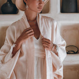 Short Linen Kimono Wrap with Belt • Linen Cardigan for Women - AYA SW IDR