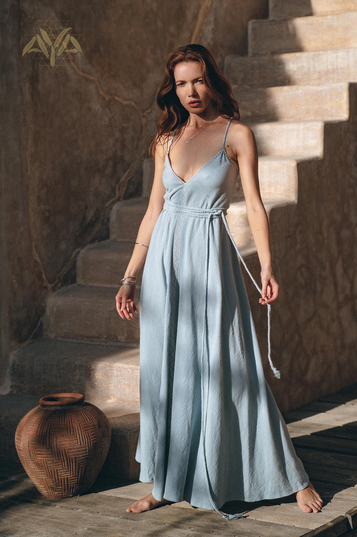 Sky Blue Bohemian Dress • Boho Bridesmaid Dress - AYA SW IDR