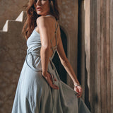 Sky Blue Bohemian Dress • Boho Bridesmaid Dress - AYA SW IDR