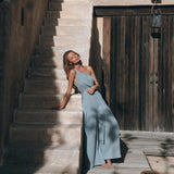 Sky Blue Braided Belted Jumpsuit, Overalls Women, Apron Dress - AYA SW IDR