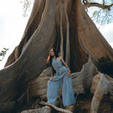 Sky Blue Braided Belted Jumpsuit, Overalls Women, Apron Dress - AYA SW IDR