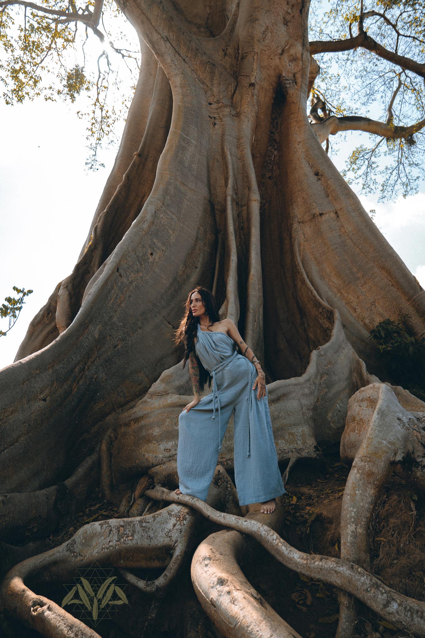 Sky Blue Braided Belted Jumpsuit, Overalls Women, Apron Dress - AYA SW IDR