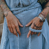 Sky Blue Braided Belted Jumpsuit, Overalls Women, Apron Dress - AYA SW IDR