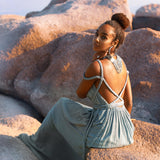 Sky Blue Greek Goddess Prom Boho Dress - AYA SW IDR