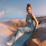 Sky Blue Greek Goddess Prom Boho Dress - AYA SW IDR