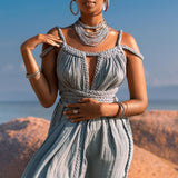Sky Blue Greek Goddess Prom Boho Dress - AYA SW IDR