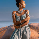 Sky Blue Greek Goddess Prom Boho Dress - AYA SW IDR