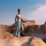 Sky Blue Greek Goddess Prom Boho Dress - AYA SW IDR
