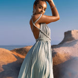 Sky Blue Greek Goddess Prom Boho Dress - AYA SW IDR