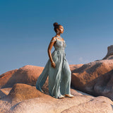 Sky Blue Greek Goddess Prom Boho Dress - AYA SW IDR