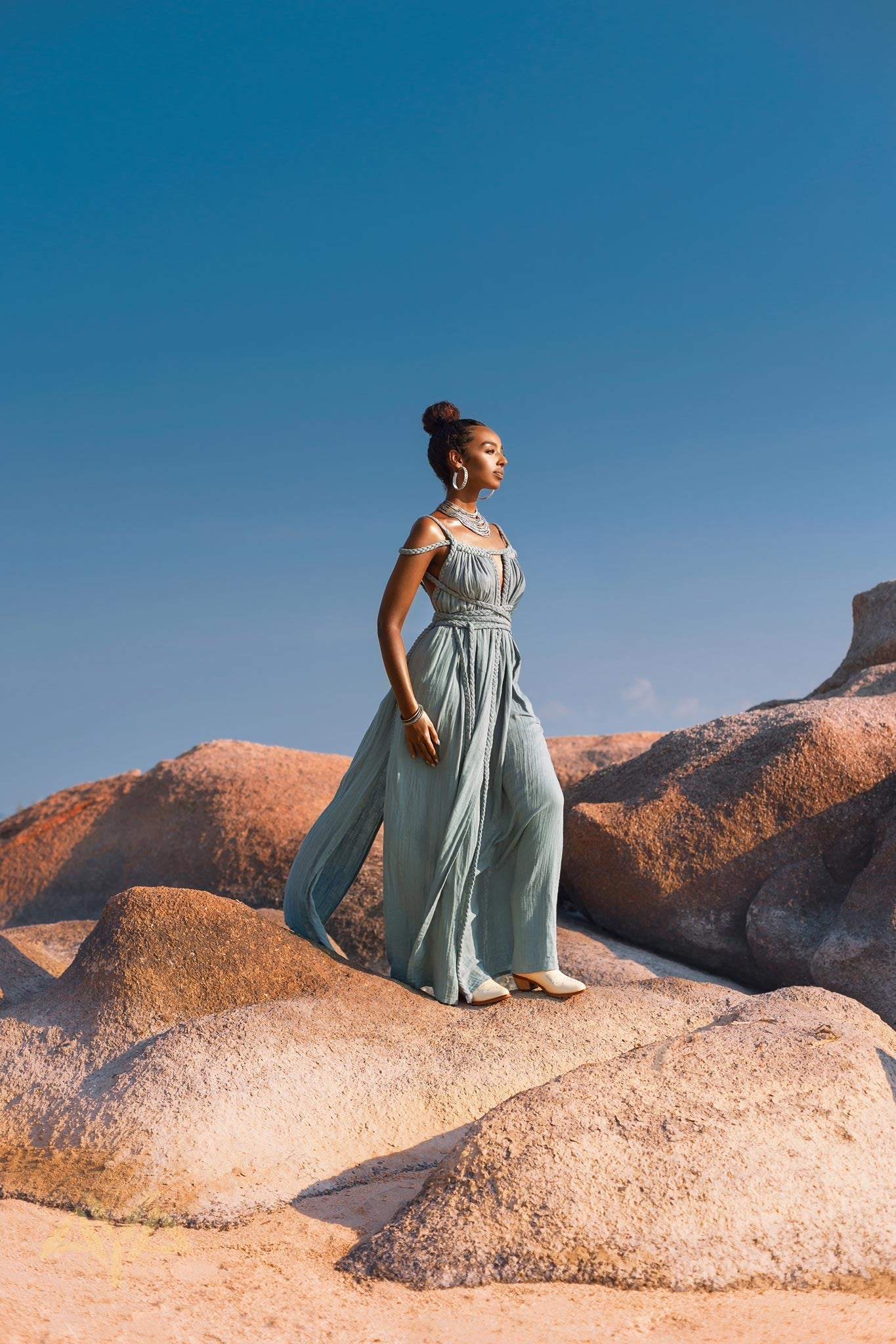 Sky Blue Greek Goddess Prom Boho Dress – AYA SW IDR