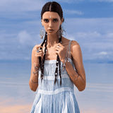 Sky Blue Macrame Slip Over • Tribal Goddess Sheer Overlay Dress - AYA SW IDR