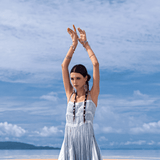 Sky Blue Macrame Slip Over • Tribal Goddess Sheer Overlay Dress - AYA SW IDR