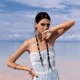 Sky Blue Macrame Slip Over • Tribal Goddess Sheer Overlay Dress - AYA SW IDR