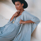 Sky Blue Poncho Robe • Boho Cape for Women • Bridal Cover Up for Wedding - AYA SW IDR
