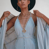 Sky Blue Poncho Robe • Boho Cape for Women • Bridal Cover Up for Wedding - AYA SW IDR