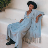Sky Blue Poncho Robe • Boho Cape for Women • Bridal Cover Up for Wedding - AYA SW IDR