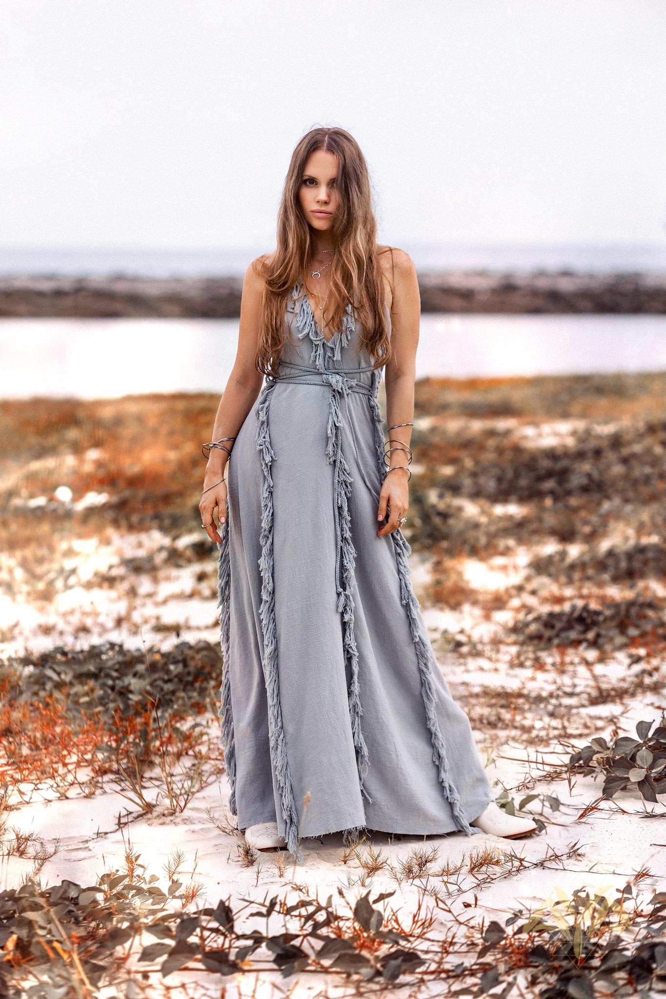 Sky Blue Tassel Dress • Organic Raw Cotton Bridesmaid Dress - AYA SW IDR