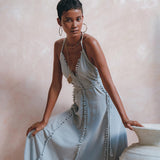 Boho Goddess Dress, Bohemian Prom Women Dress, Open Back Dress - AYA Sacred Wear