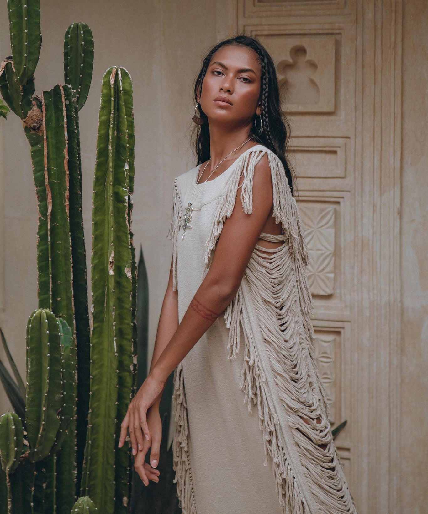 Soft Olive Colour Ladder Sides Dress • Organic Thick Cotton Dress - AYA SW IDR