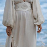 Tatva Dress Ivory Colour – Sustainable Bohemian Dress - AYA SW IDR