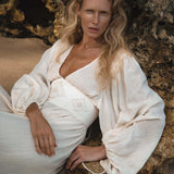 Tatva Dress Ivory Colour – Sustainable Bohemian Dress - AYA SW IDR