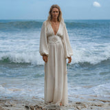 Tatva Dress Ivory Colour – Sustainable Bohemian Dress - AYA SW IDR