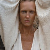 Tatva Dress Ivory Colour – Sustainable Bohemian Dress - AYA SW IDR