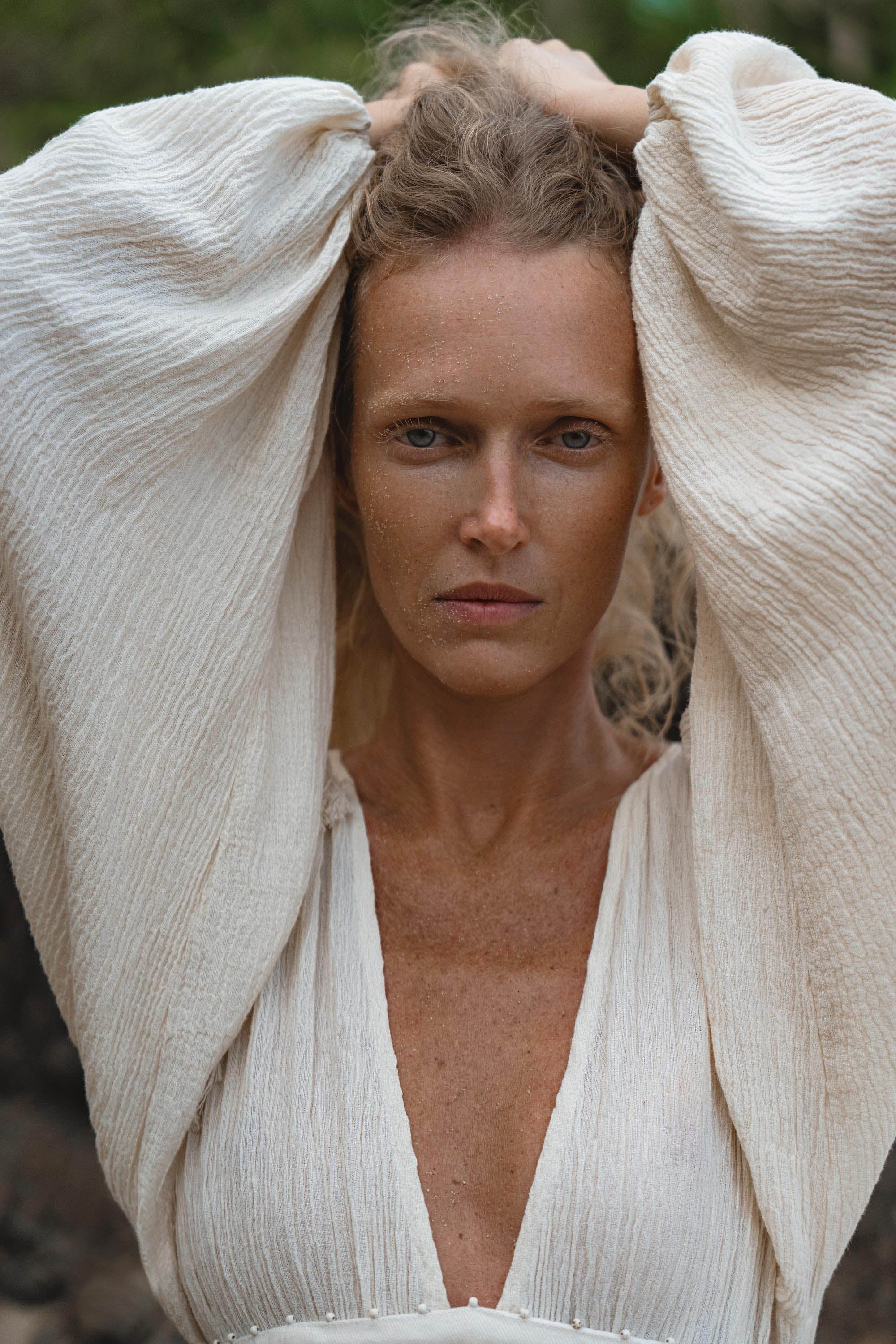 Tatva Dress Ivory Colour – Sustainable Bohemian Dress - AYA SW IDR