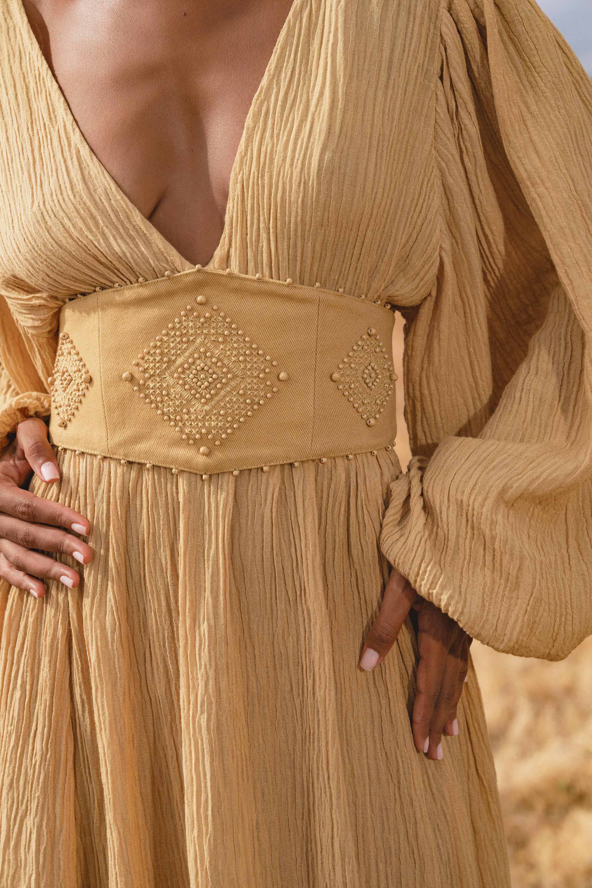 Tatva Dress Saffron Gold Colour – Organic Goddess Dresses - AYA SW IDR