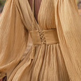 Tatva Dress Saffron Gold Colour – Organic Goddess Dresses - AYA SW IDR