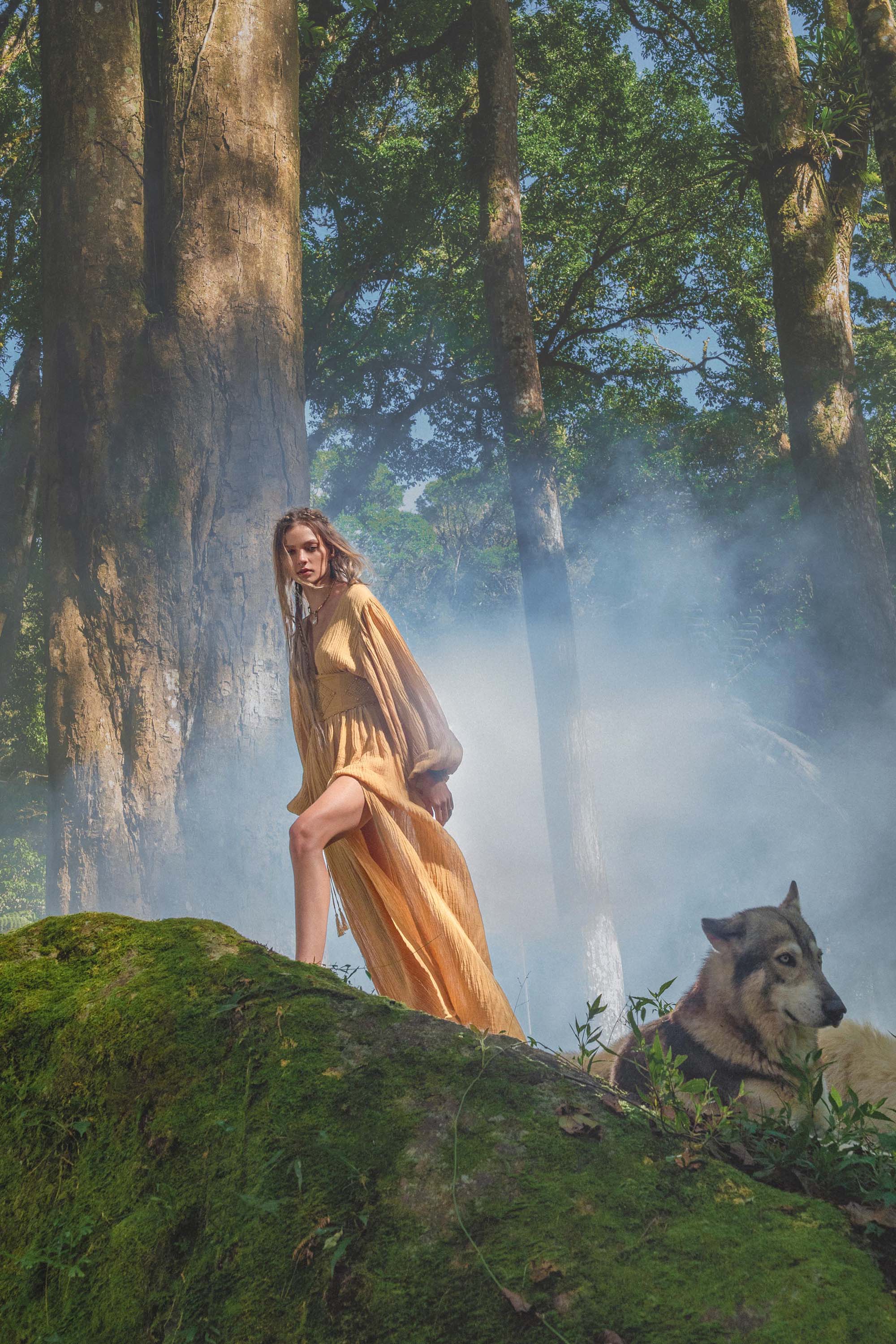 Tatva Dress Saffron Gold Colour – Organic Goddess Dresses - AYA SW IDR