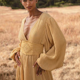 Tatva Dress Saffron Gold Colour – Organic Goddess Dresses - AYA SW IDR