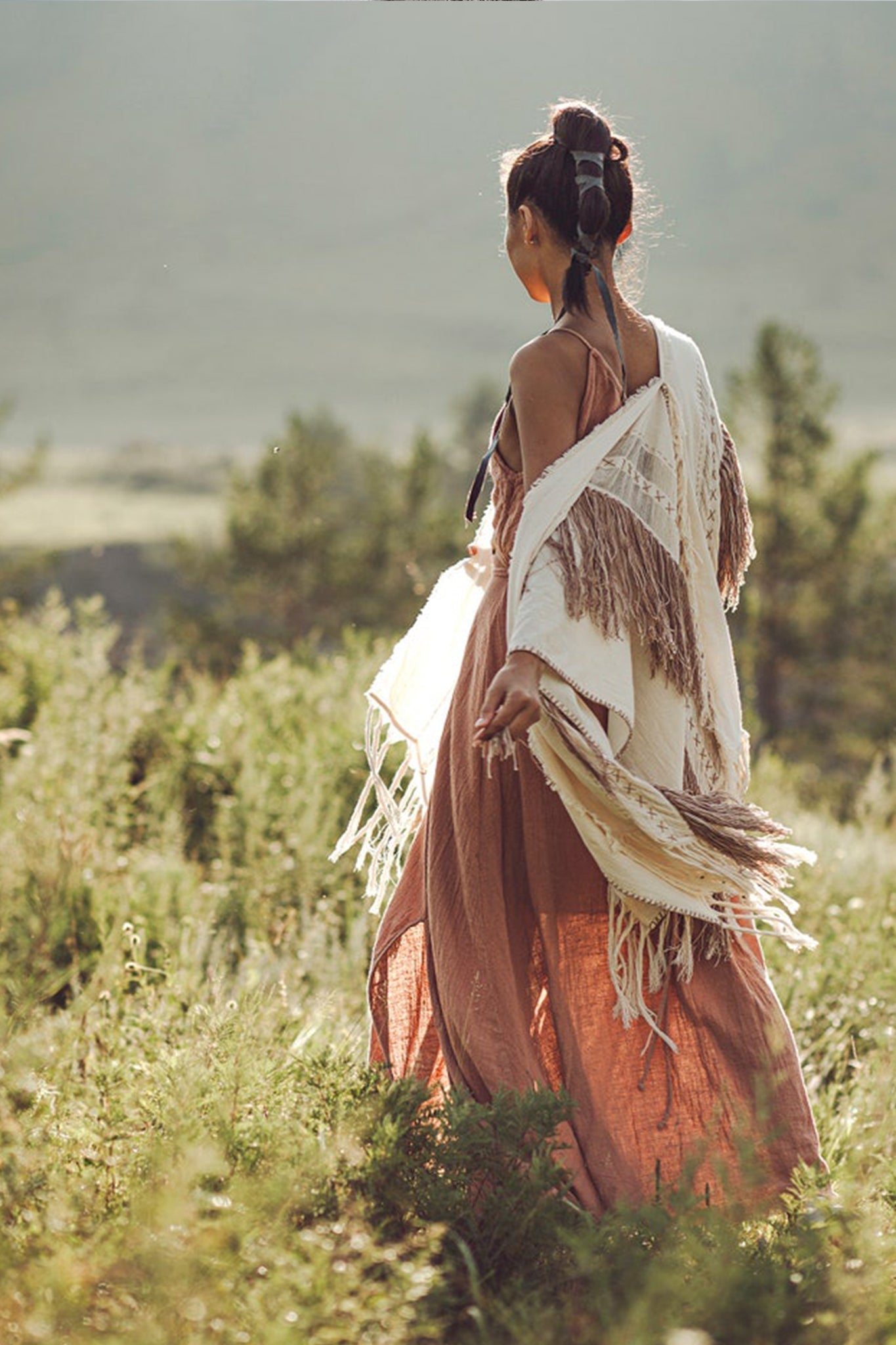 Unique Off - White Boho Poncho with Hand Loomed Tassels - AYA SW IDR