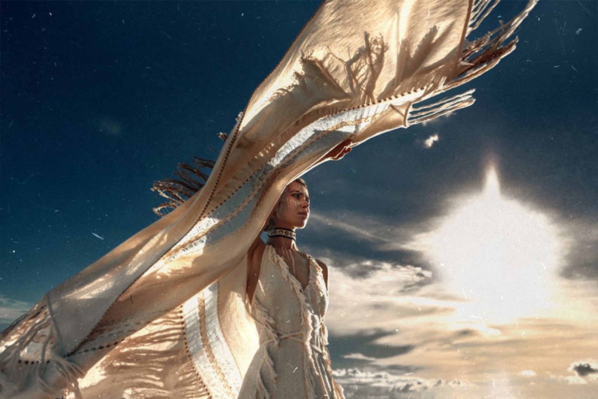 Unique Off - White Boho Poncho with Hand Loomed Tassels - AYA SW IDR