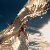 Unique Off - White Boho Poncho with Hand Loomed Tassels - AYA SW IDR