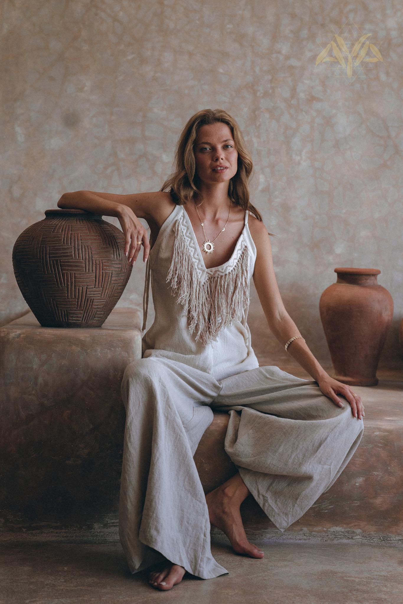 Unique Soft Linen Boho Pants Women • Loose Linen Wide Boho Pants • Bohemian Pants - AYA SW IDR