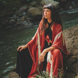 Unisex Handwoven Cotton Wine Red Poncho - AYA SW IDR