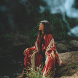 Unisex Handwoven Cotton Wine Red Poncho - AYA SW IDR