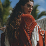 Unisex Handwoven Cotton Wine Red Poncho - AYA SW IDR