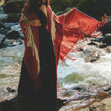 Unisex Handwoven Cotton Wine Red Poncho - AYA SW IDR
