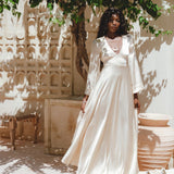 Vanilla Cream Sundari Silk Gown • Boho Open Back Fairy Tale Dress • Boho Bridal Dress - AYA SW IDR