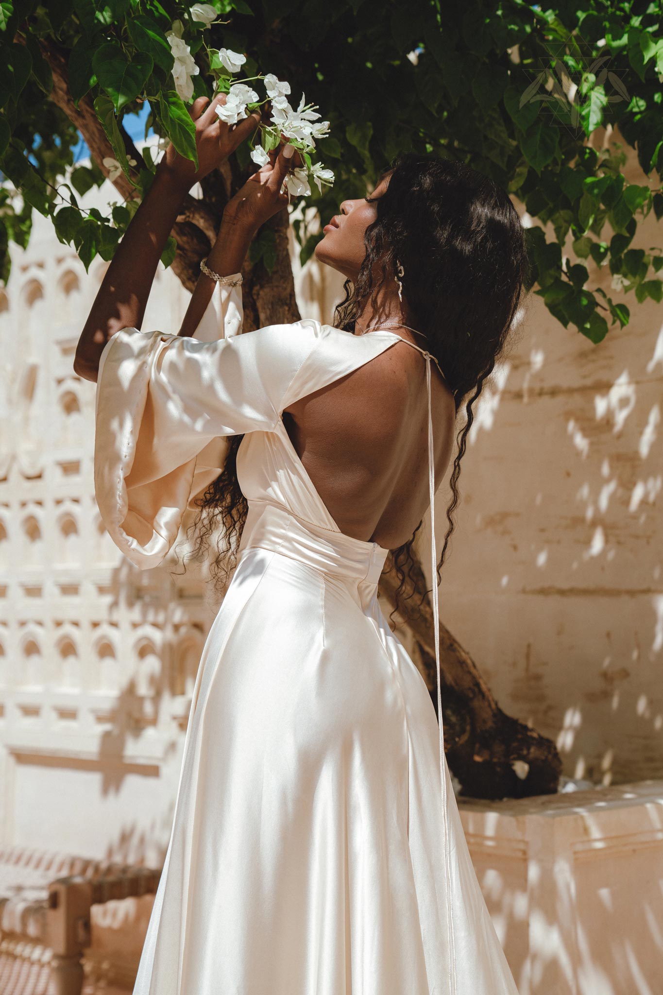 Vanilla Cream Sundari Silk Gown • Boho Open Back Fairy Tale Dress • Boho Bridal Dress - AYA SW IDR