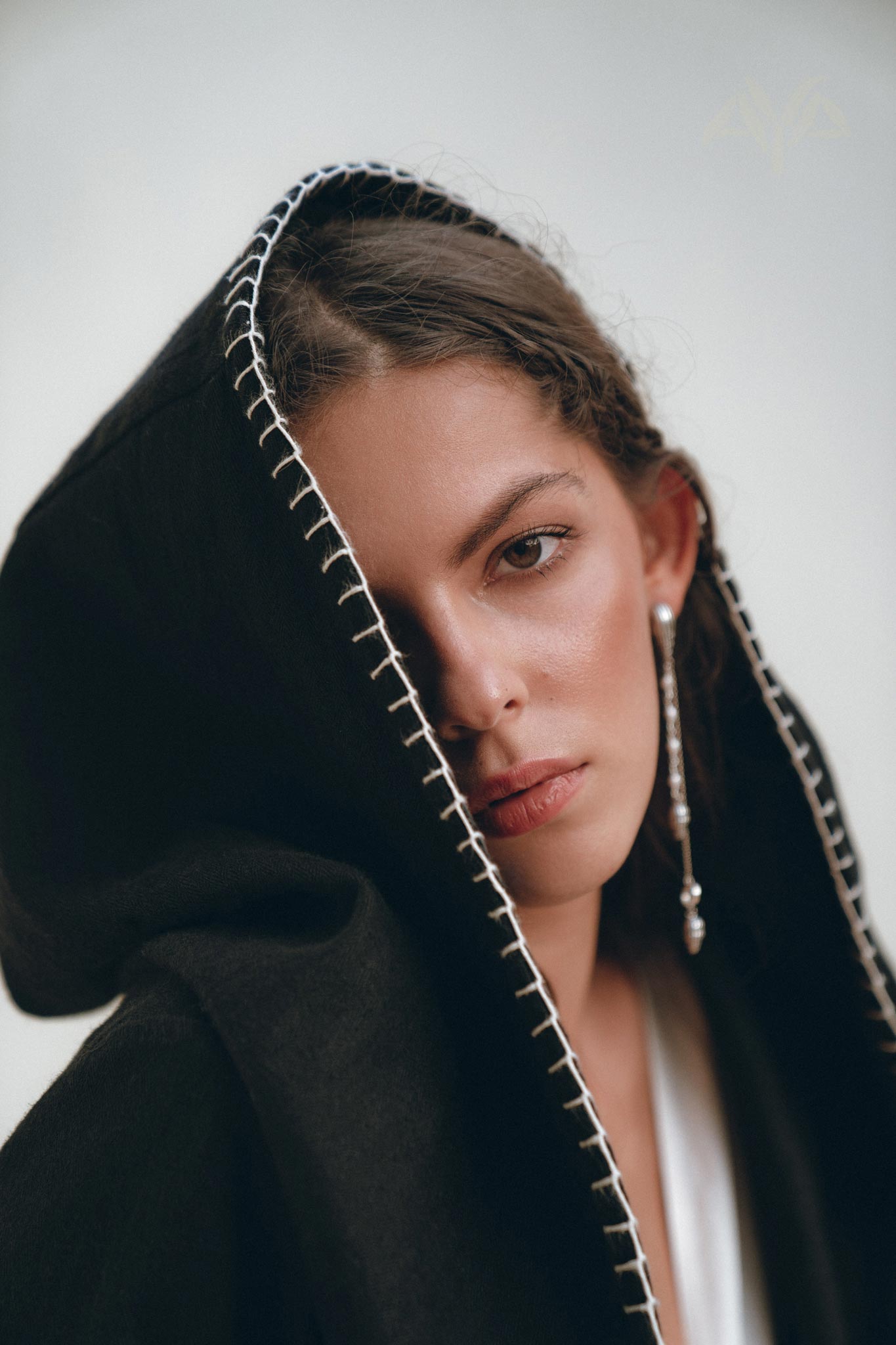 Warm Boho Hoody Cardigan for Women • Black Boho Overcoat • Belted Wrap Cardigan - AYA SW IDR