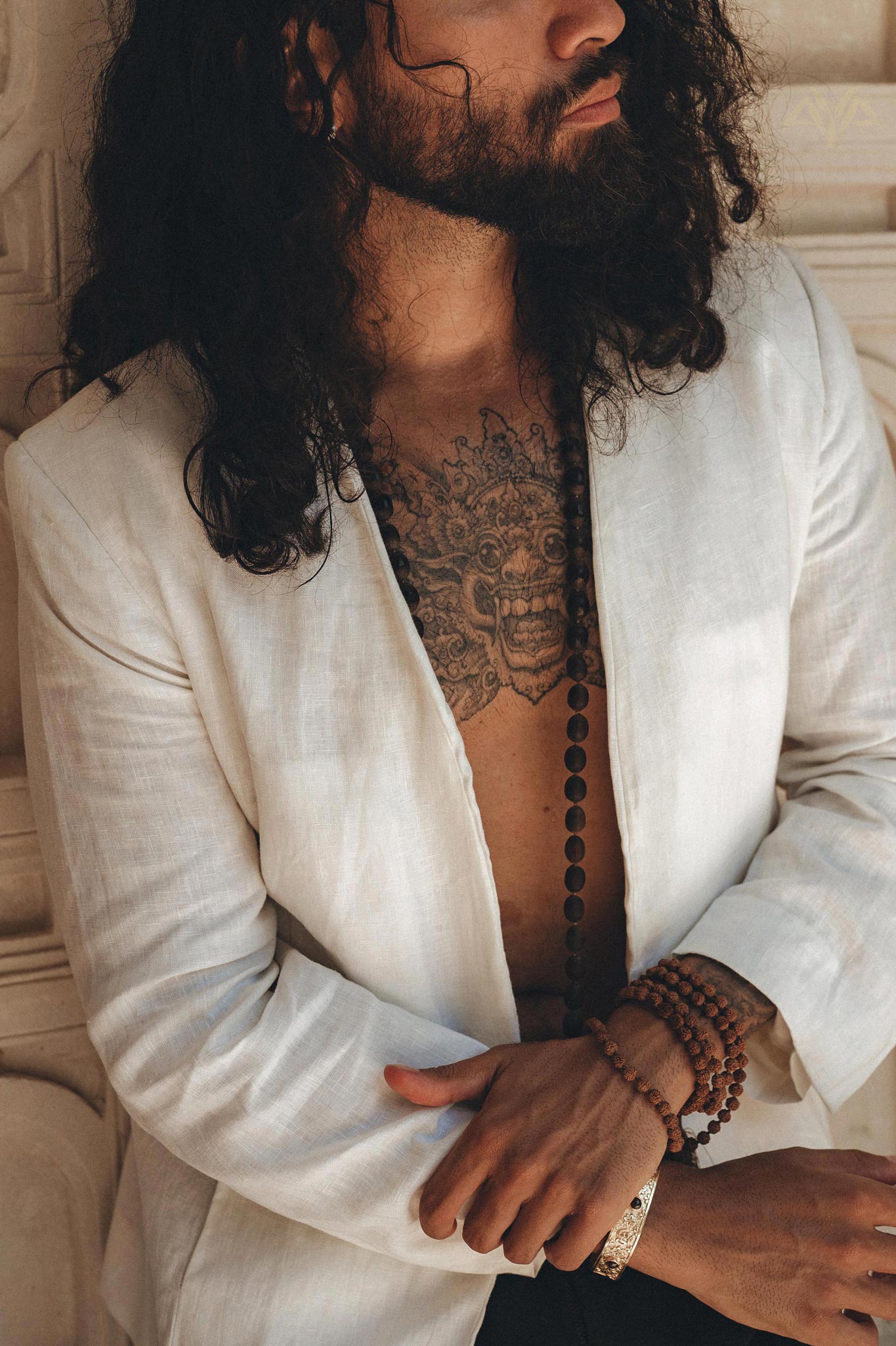 White Linen Blazer Jacket for Men - AYA SW IDR